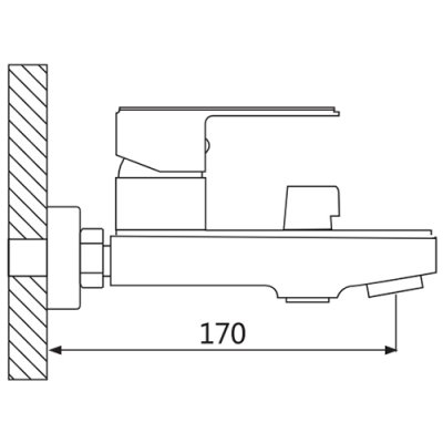 Смеситель OUTE для ванны с коротким изливом, латунь, (1/8), T2502 