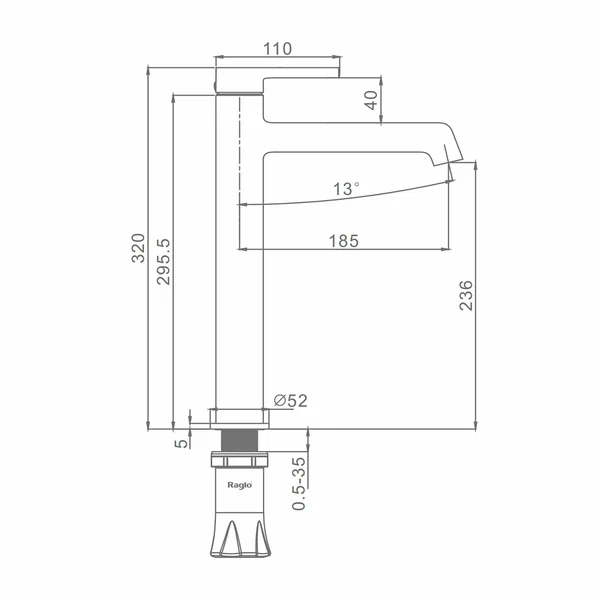 Смеситель Raglo высокий для умывальника R20.15.05
