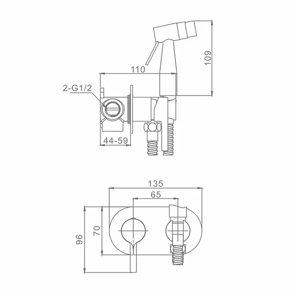 Смеситель Raglo встраиваемый с гигиеническим душем R20.52.03