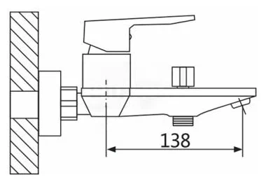 Смеситель OUTE для ванны с коротким изливом, латунь, (1/10), T1902