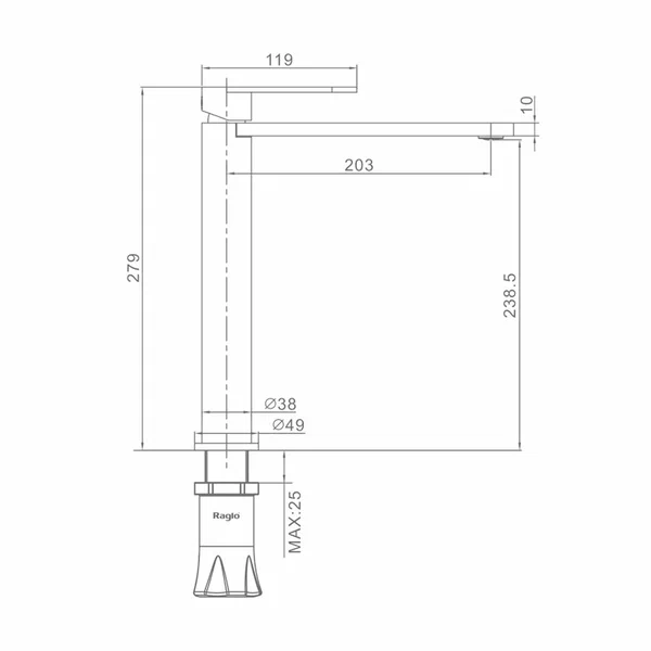 Смеситель Raglo высокий для умывальника R10.15.03