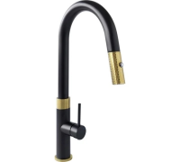 Смеситель Longran LM2183 BL GD, Black Gold с выдвижной лейкой 