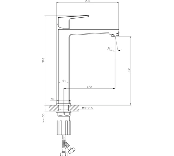 Смеситель Splenka высокий для умывальника S01.15