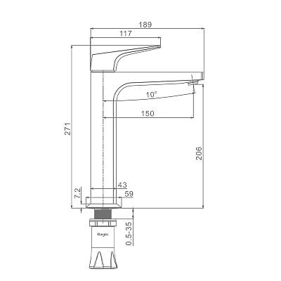 Смеситель Raglo высокий для умывальника R07.15.33
