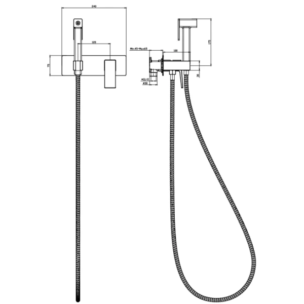 Смеситель Splenka встраиваемый с гигиеническим душем S01.52