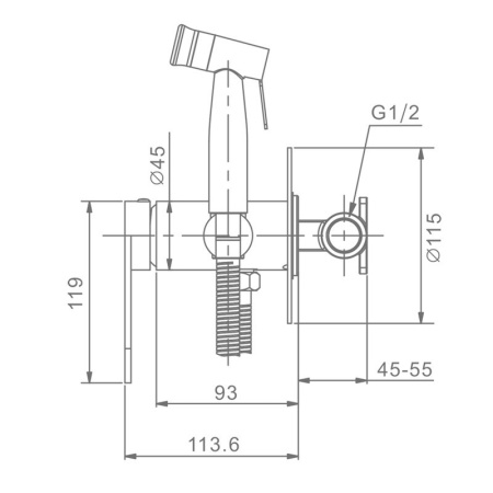 Смеситель Raglo встраиваемый с гигиеническим душем R10.52.03