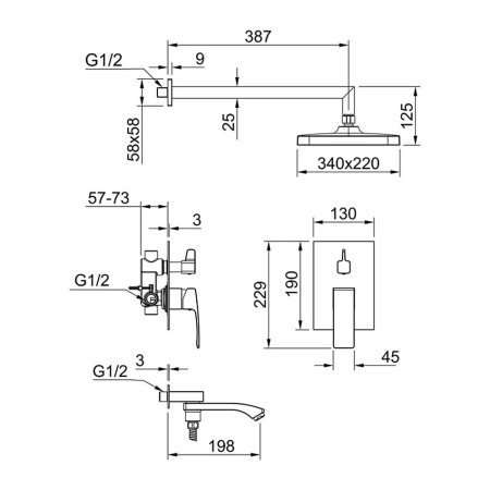 Душевая система Raglo встраиваемая 