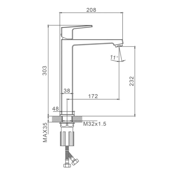 Смеситель Splenka высокий для умывальника S01.15.06