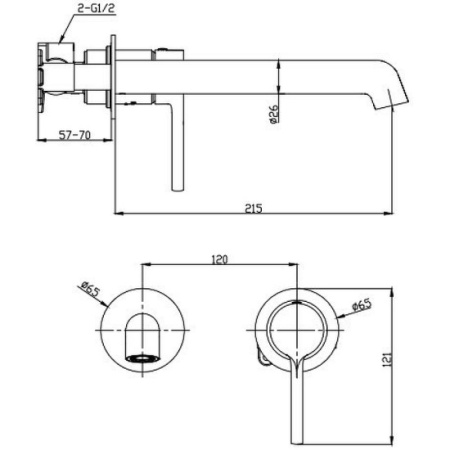 Смеситель Raglo встраиваемый  для умывальника R20.11.06