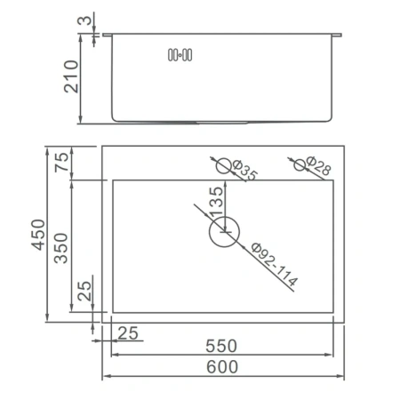 Мойка из нержавейки 60х45 