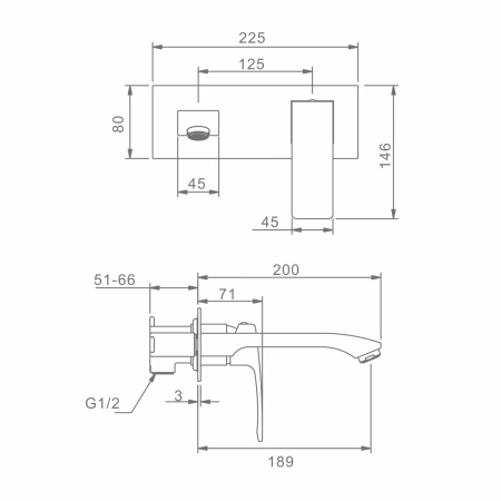 Смеситель Raglo встраиваемый  для умывальника