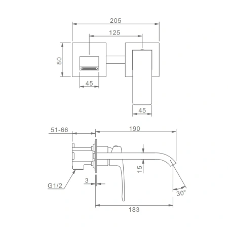 Смеситель Raglo встраиваемый для умывальника R02.11.03