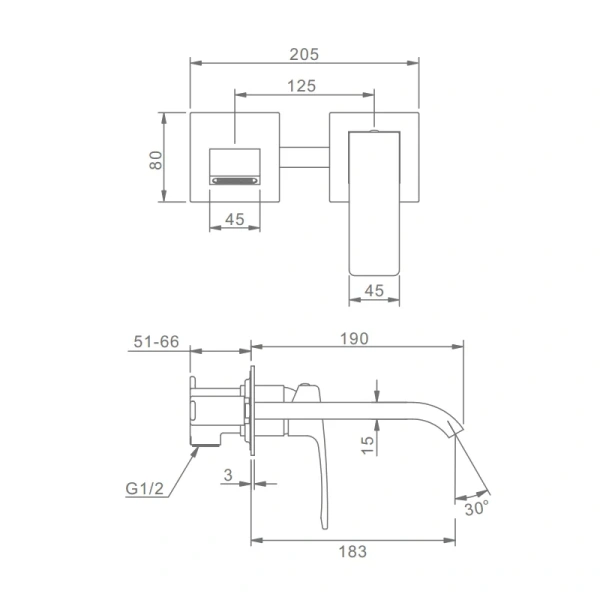 Смеситель Raglo встраиваемый для умывальника R02.11.03