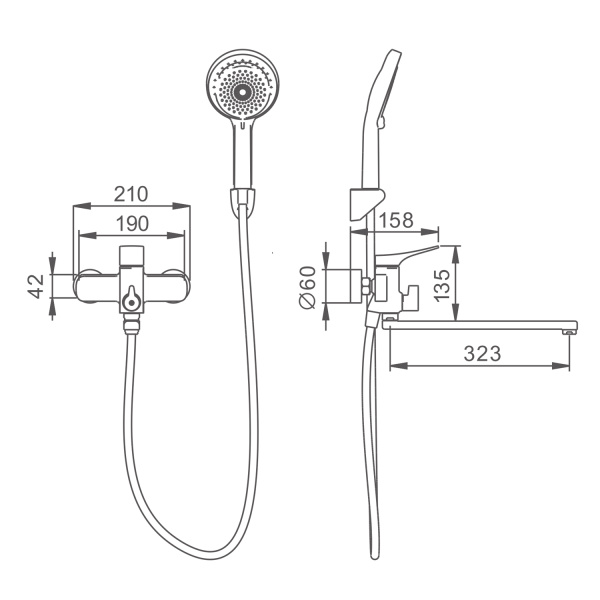 Смеситель Splenka универсальный для ванны S54.22.08