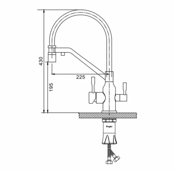 Смеситель Raglo для кухни со съемным гибким изливом R81.62.05 сатин