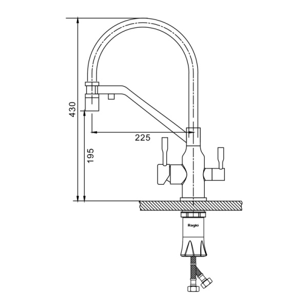 Смеситель Raglo для кухни со съемным гибким изливом R81.62.06 черный