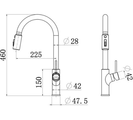 Смеситель Longran LM2171 BL, Black с выдвижной лейкой