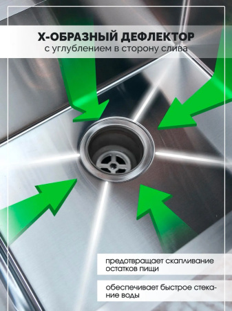 Мойка из нержавейки с крылом 58х48 