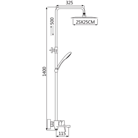Душевая стойка латунь OUTE T10308 