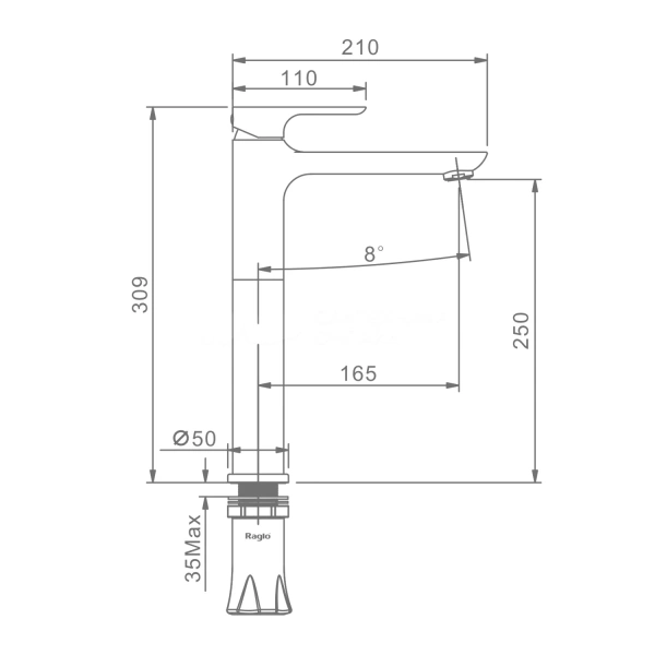 Смеситель Raglo высокий для умывальника R03.15.06