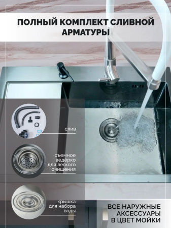 Мойка из нержавейки с крылом 58х48 