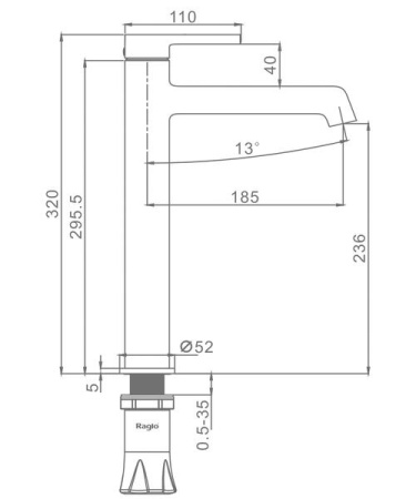 Смеситель Raglo высокий для умывальника R20.15.06