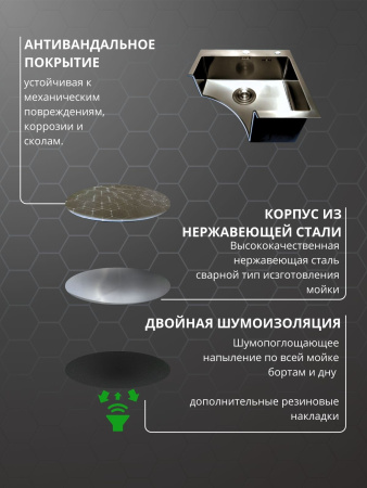 Мойка из нержавейки 50х50 DECOR