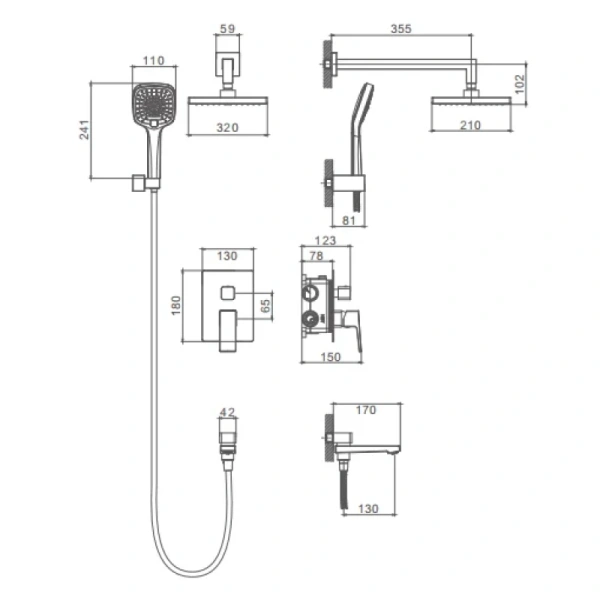 Душевая система Splenka встраиваемая S01.27