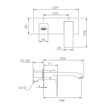 Смеситель Raglo встраиваемый для умывальника 