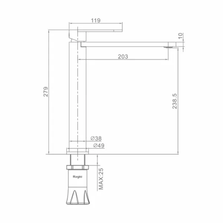 Смеситель Raglo высокий для умывальника R10.15.03