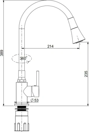 Смеситель Splenka для кухни с гибким изливом S201.4308.03