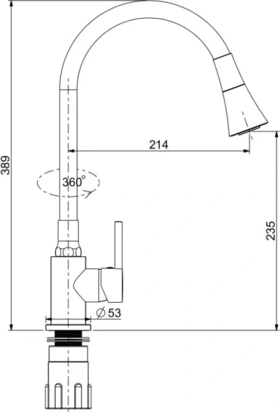 Смеситель Splenka для кухни с гибким изливом S201.4308.03