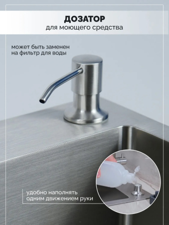 Мойка из нержавейки с крылом 58х48 