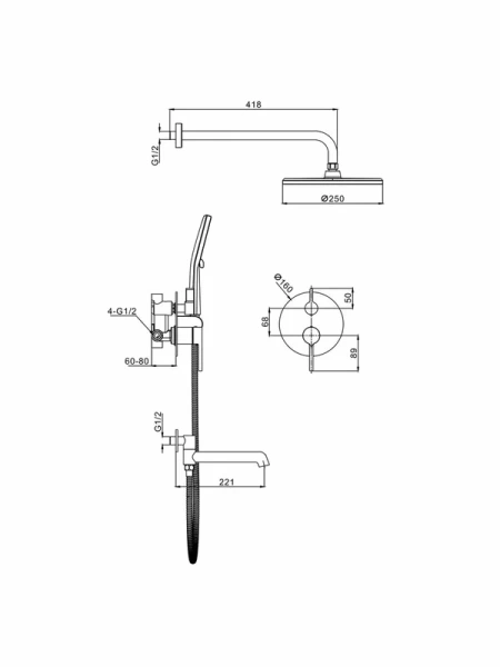 Душевая система Raglo встраиваемая R20.27.09