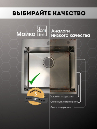 Мойка из нержавейки 50х50 DECOR