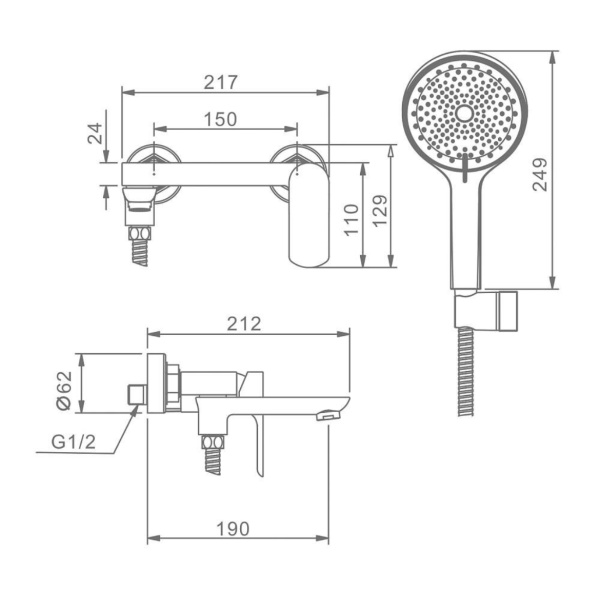 Смеситель Raglo для ванны и душа R03.30.09