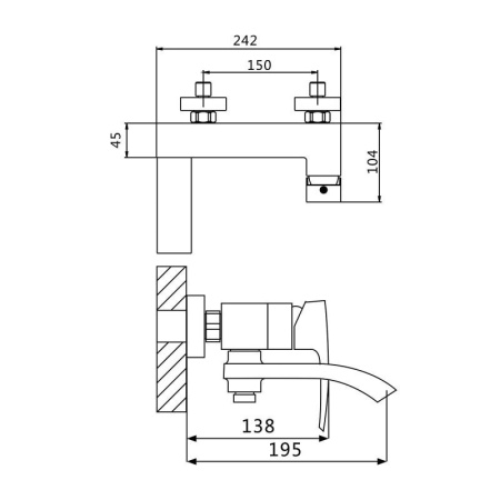 Смеситель для ванны OUTE T40602 