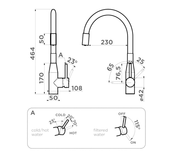 Смеситель Omoikiri, Yatomi-2-Plus-BN-BL латунь 
