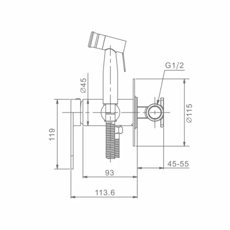 Смеситель Raglo встраиваемый с гигиеническим душем R10.52.09