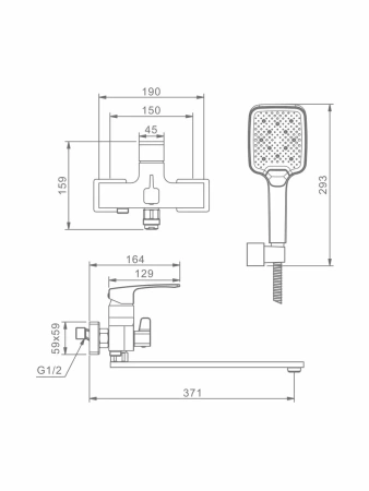 Смеситель Raglo универсальный для ванны