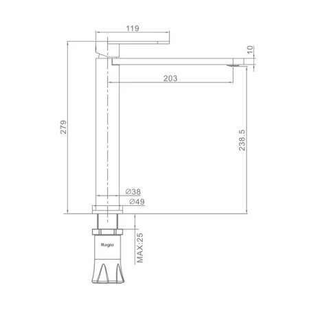 Смеситель Raglo высокий для умывальника  R10.15.09