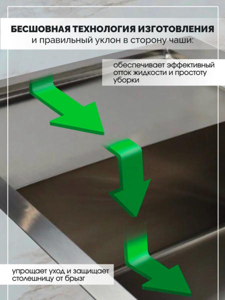 Мойка из нержавейки с крылом 58х48 