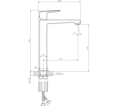 Смеситель Splenka высокий для умывальника S01.15