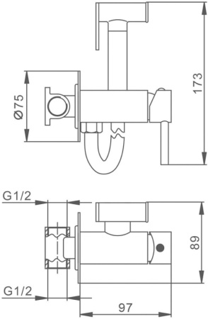 Смеситель Splenka встраиваемый с гигиеническим душем S99.52