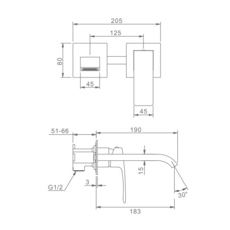 Смеситель Raglo встраиваемый для умывальника R02.11