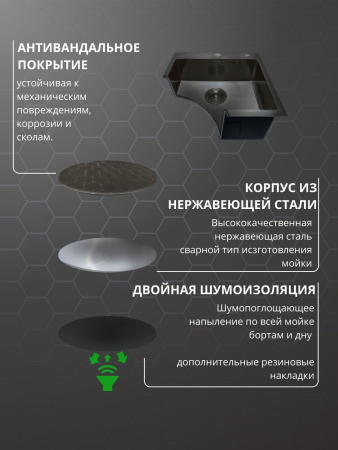 Мойка из нержавейки НАНО 50х50