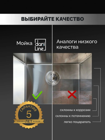 Мойка из нержавейки с крылом 58х48 